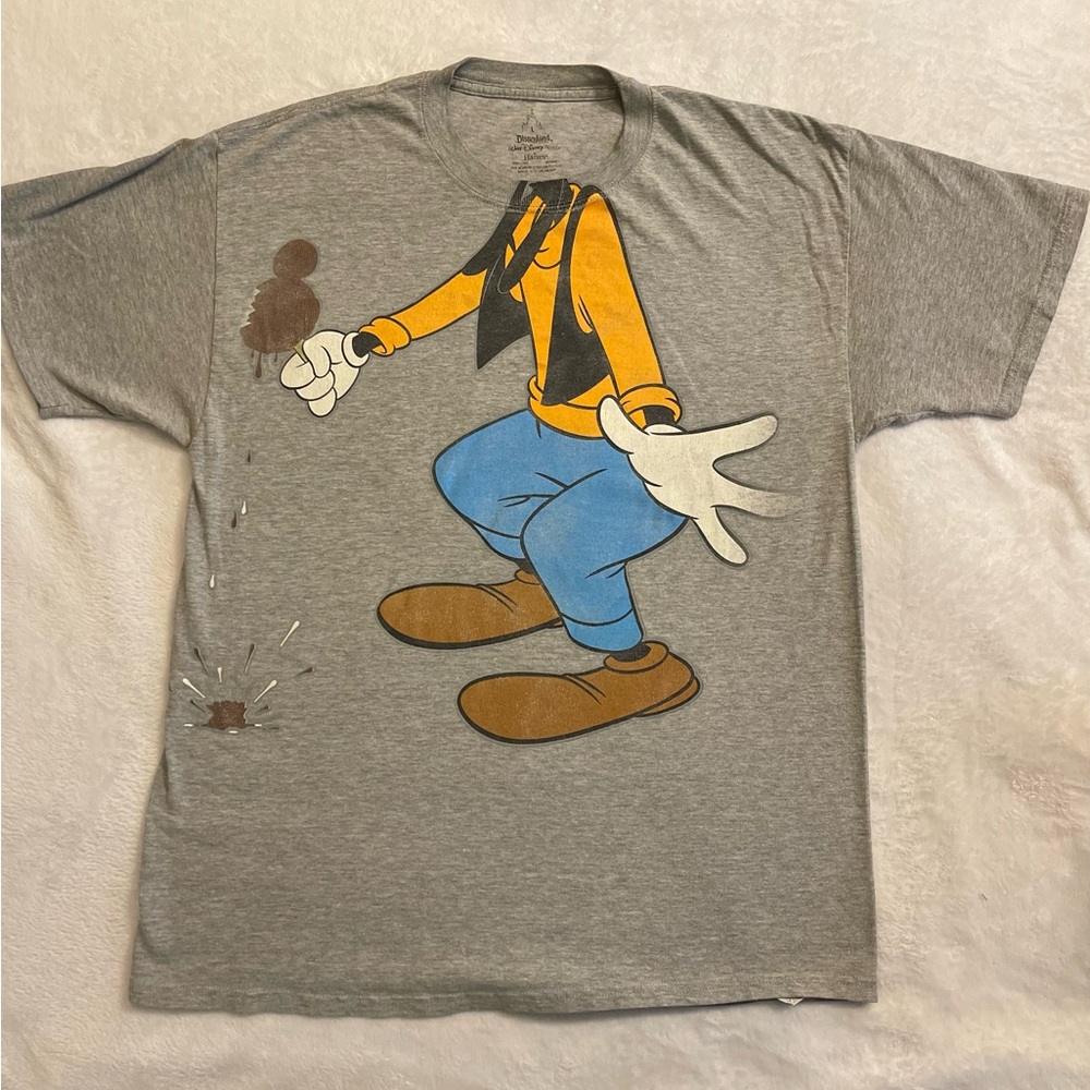 Disney Hanes Goofy Gray Graphic Men's T-Shirt